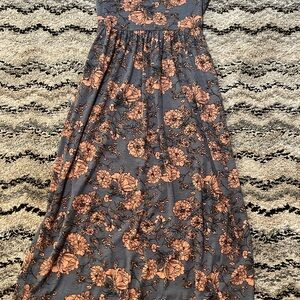 Floral Kids Casual Dress - Gray and Orange